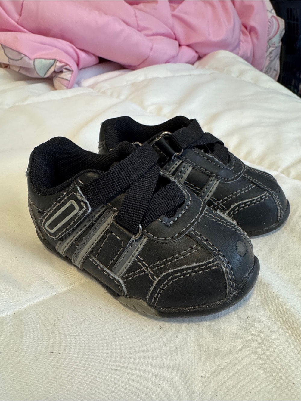 Black Baby Shoes with Rubber Soles